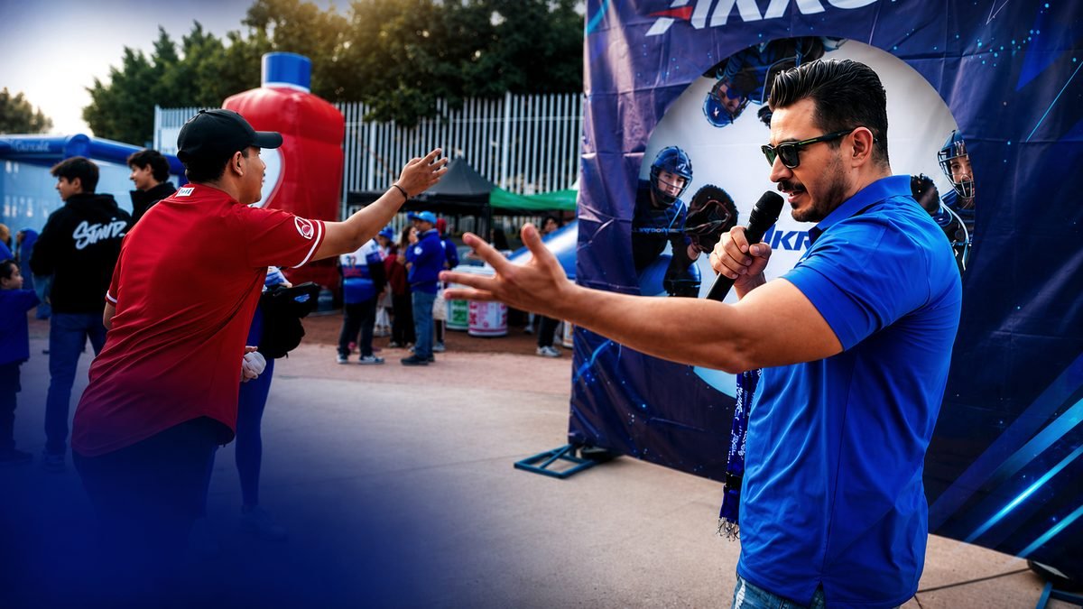 Reto de pitcheo en fan zone de estadio